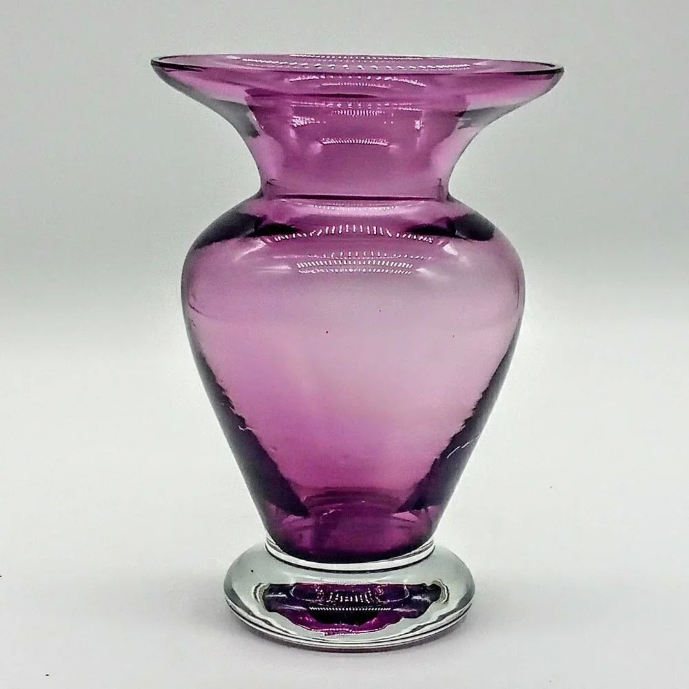 Amethyst Purple Clear Base Art Glass Vase